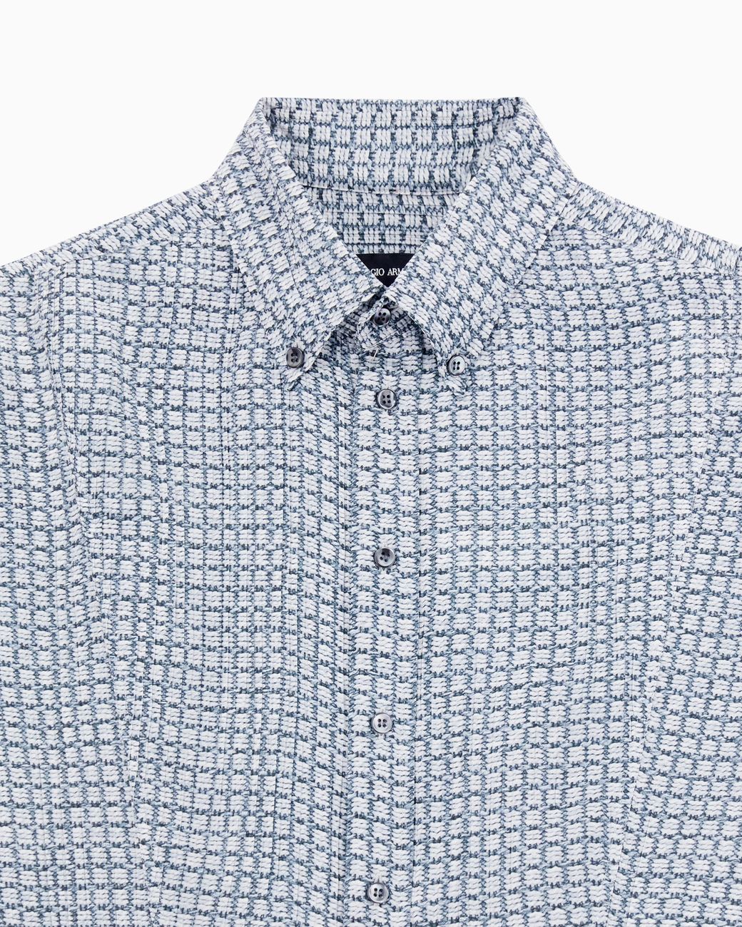 Giorgio Armani Blue Viscose And Silk Oversized Shirt With Weave Print for men
