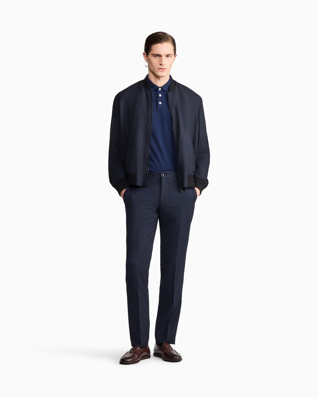 Giorgio Armani Blue Cotton Piqué Polo With Contrasting Trim for men