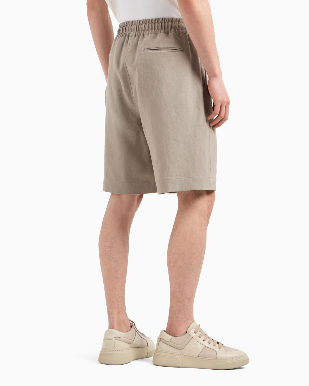 Giorgio Armani Natural Linen Canvas Flat-Front Bermuda Shorts for men