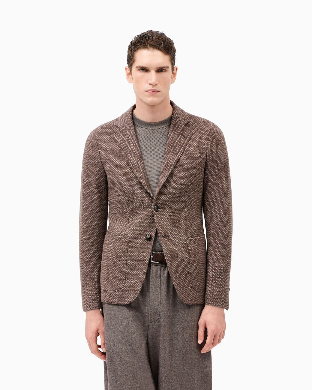 Giorgio Armani Brown Single-Breasted Upton Jacket for men