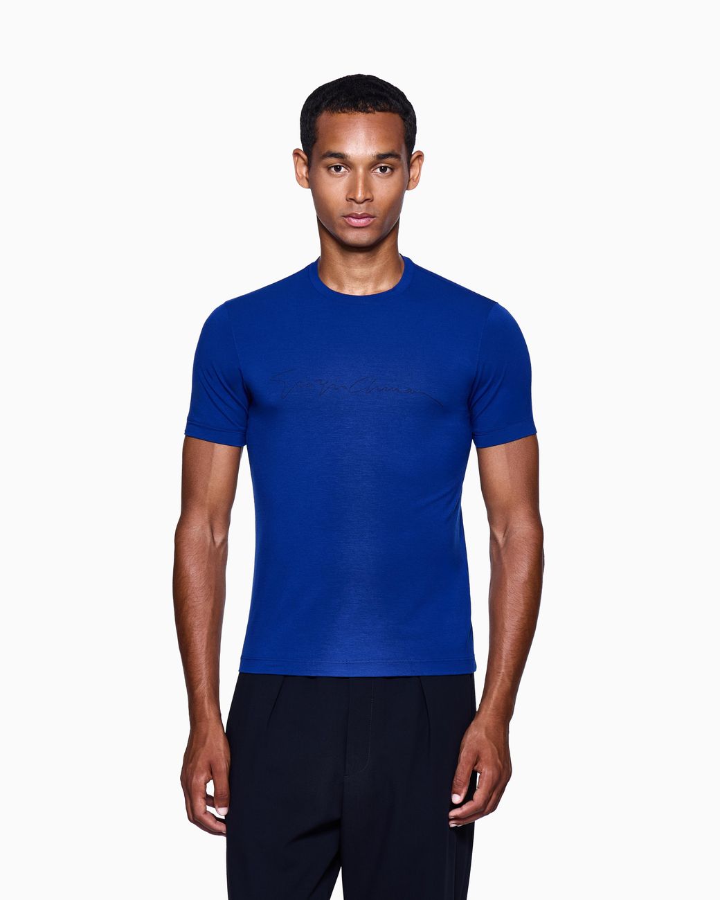 Giorgio Armani Blue Crew-Neck T-Shirt for men