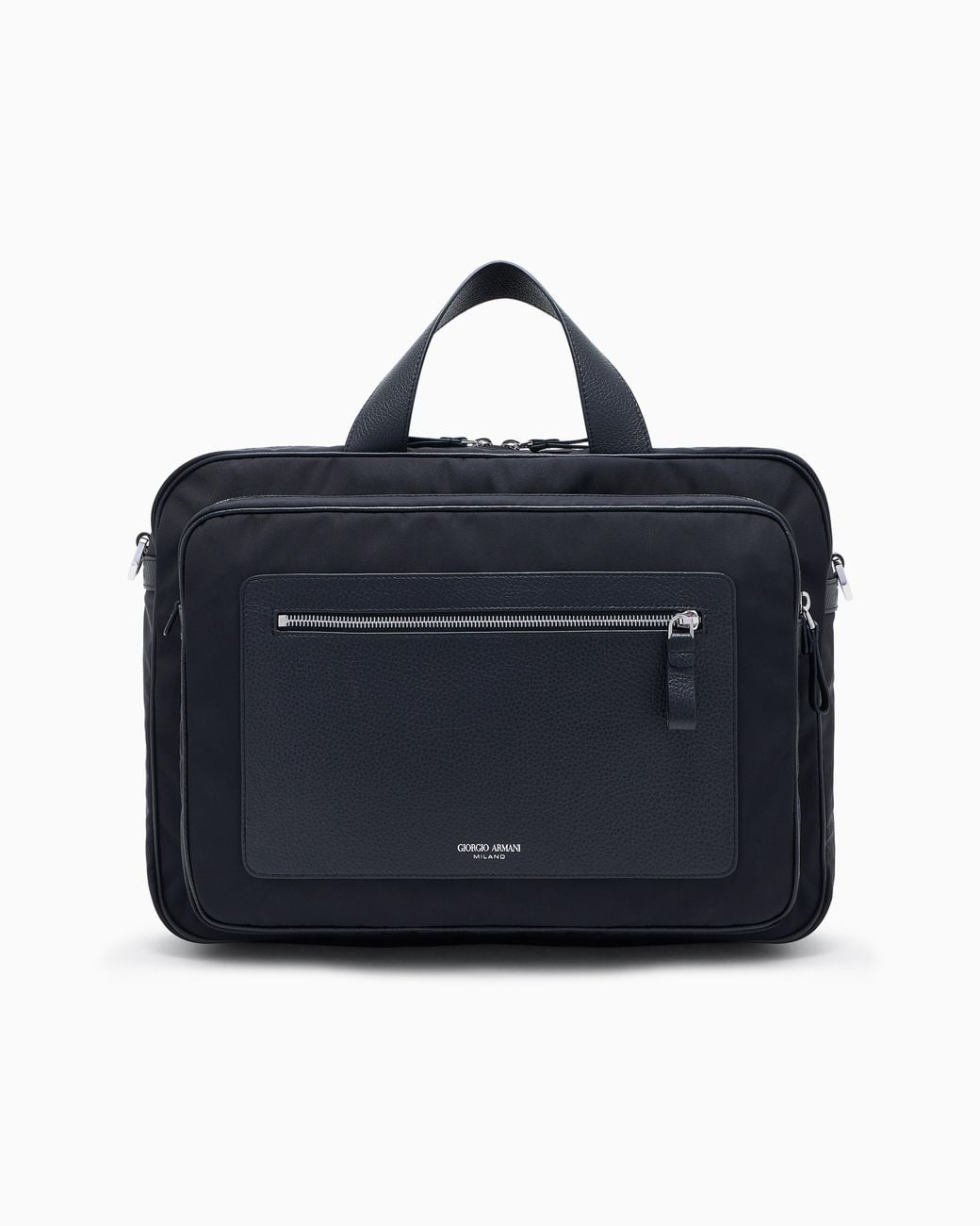 Giorgio Armani Blue Pebbled-Leather And Nylon Briefcase for men