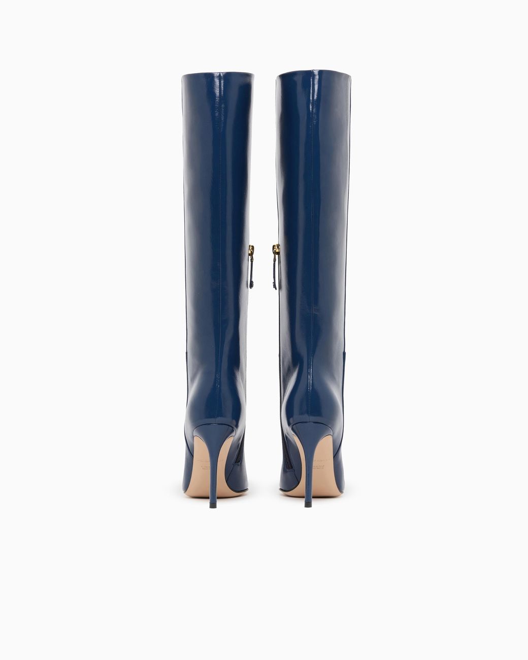 Giorgio Armani Blue High Boots With Patent Leather Heel