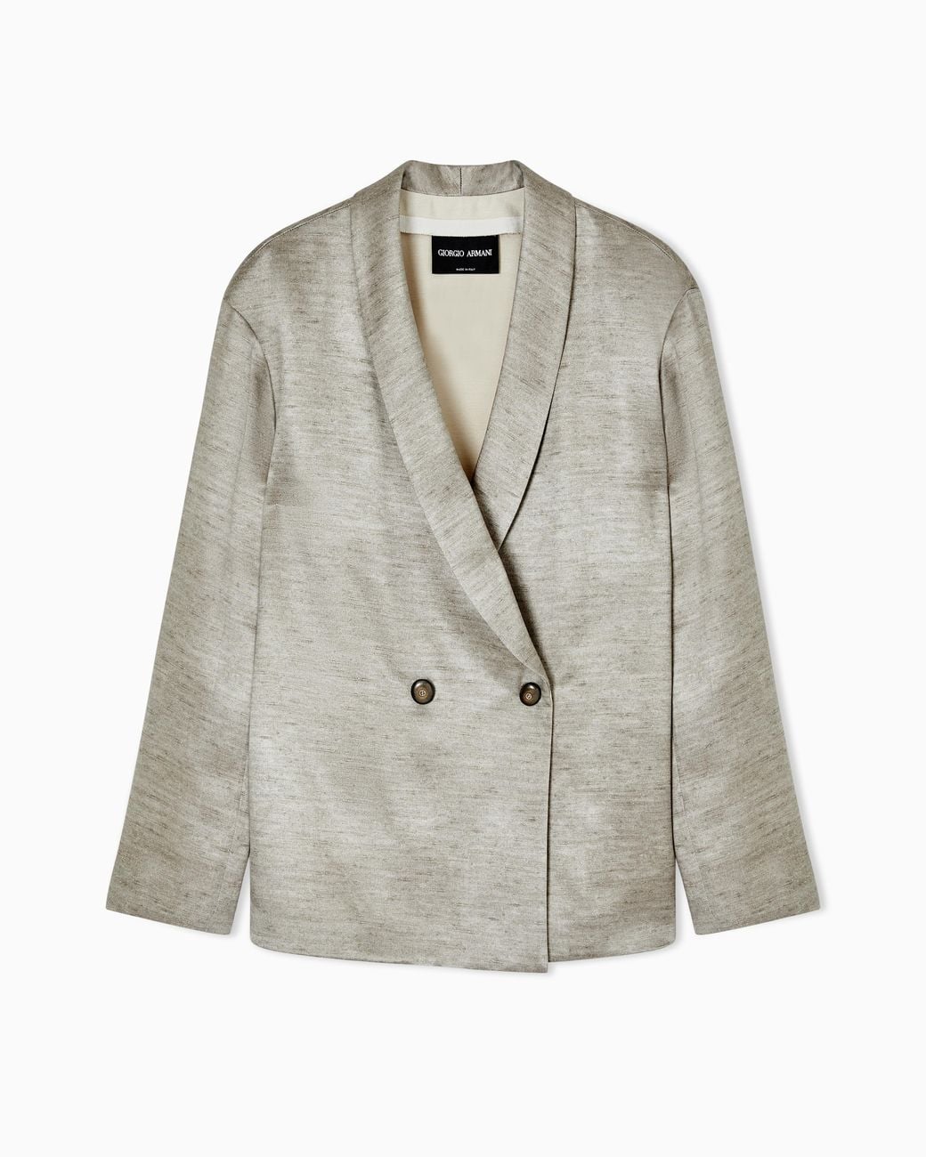 Giorgio Armani Gray Tussah Silk Double-Breasted Jacket