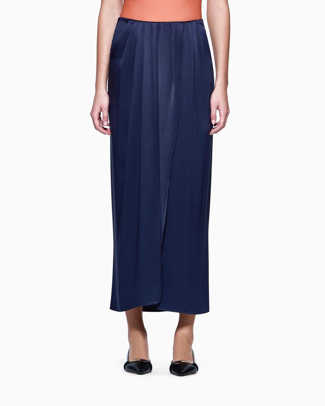 Giorgio Armani Blue Long Silk Wrap Skirt