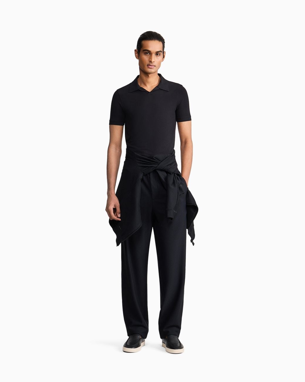 Giorgio Armani Black Stretch Polo for men