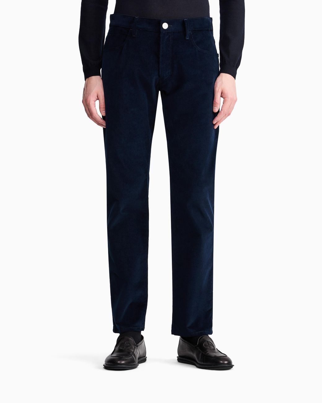 Giorgio Armani Blue Five-Pocket Corduroy Trousers for men