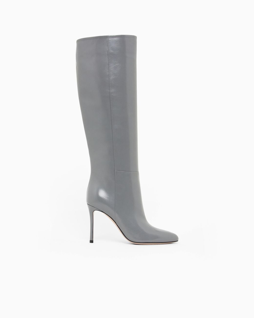 Giorgio Armani Gray Patent Leather High-Heeled Boots