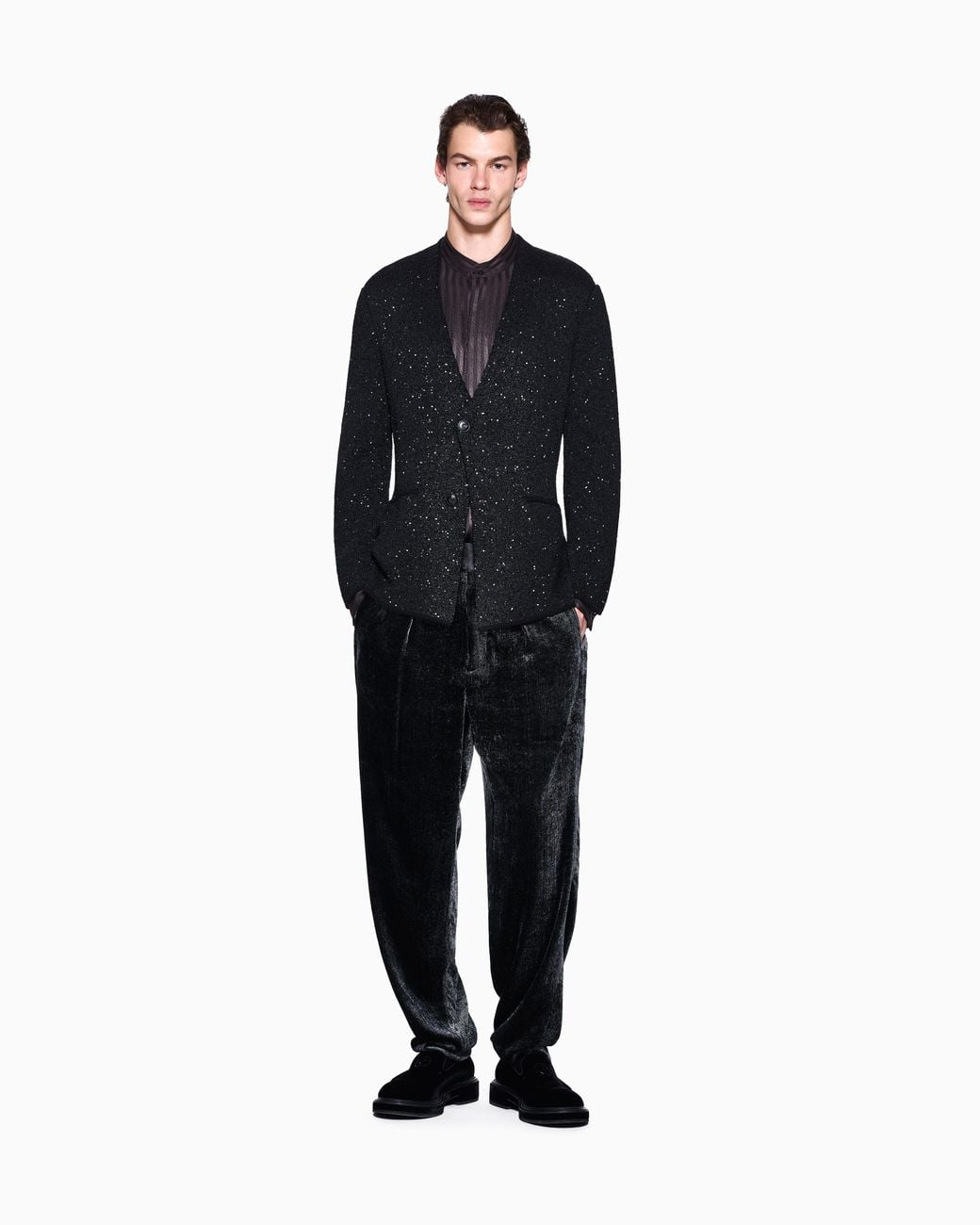 Giorgio Armani Black Blazer Giorgio's Regular Fit Double Knit Cashmere Blend for men