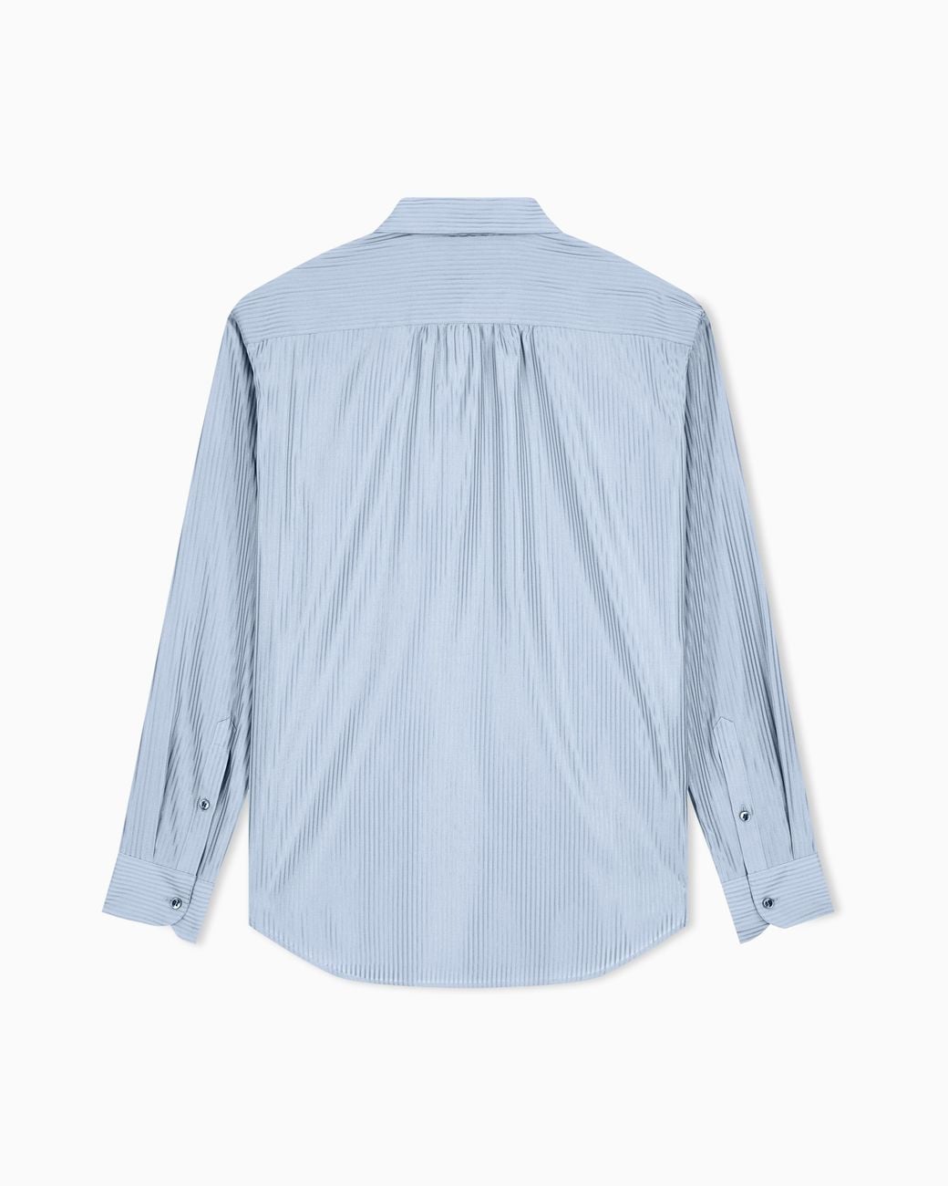 Giorgio Armani Blue Striped Cotton And Silk Shirt With Chest Pocket for men