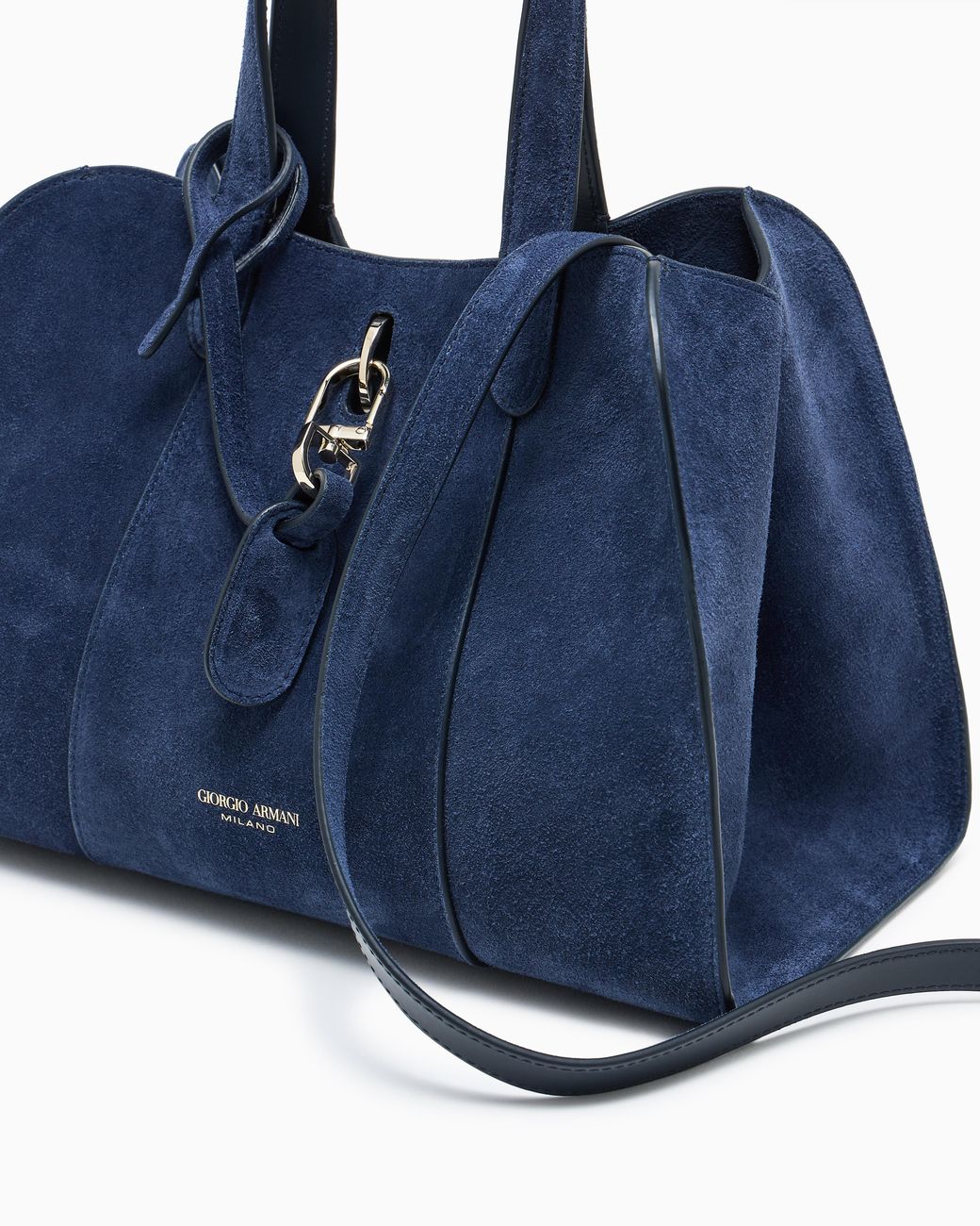 Giorgio Armani Blue Small Suede Tote Bag