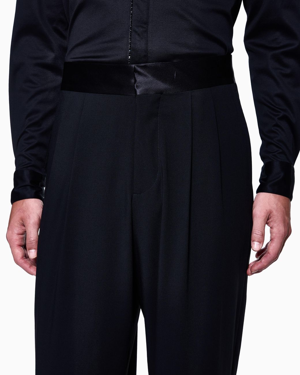 Giorgio Armani Blue Double-Pleat, Wool-Crêpe Trousers for men