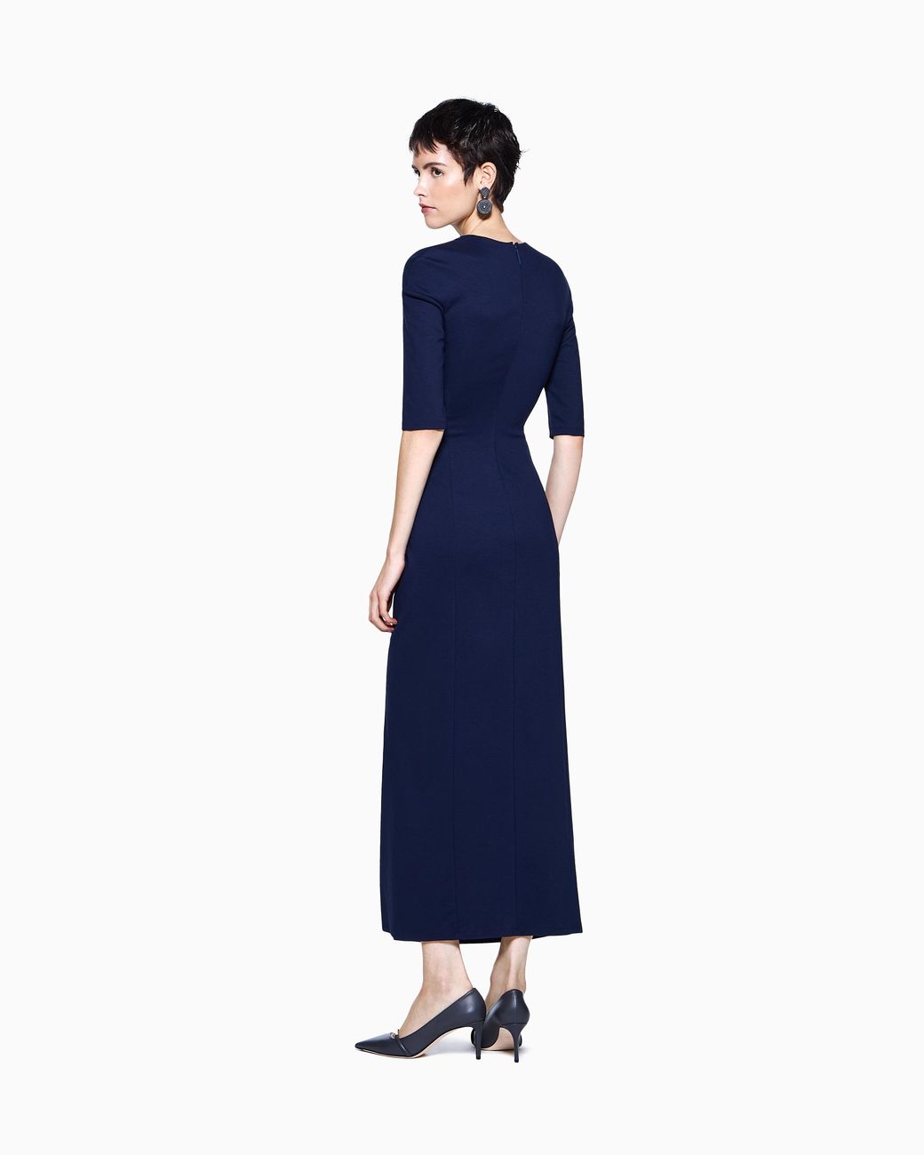 Giorgio Armani Blue Viscose Milano-Stitch Midi Dress
