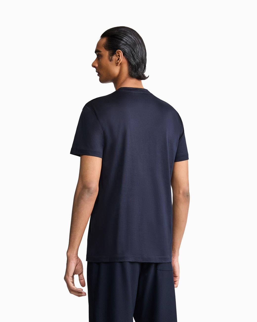 Giorgio Armani Blue Plain-Knit Jersey T-Shirt for men