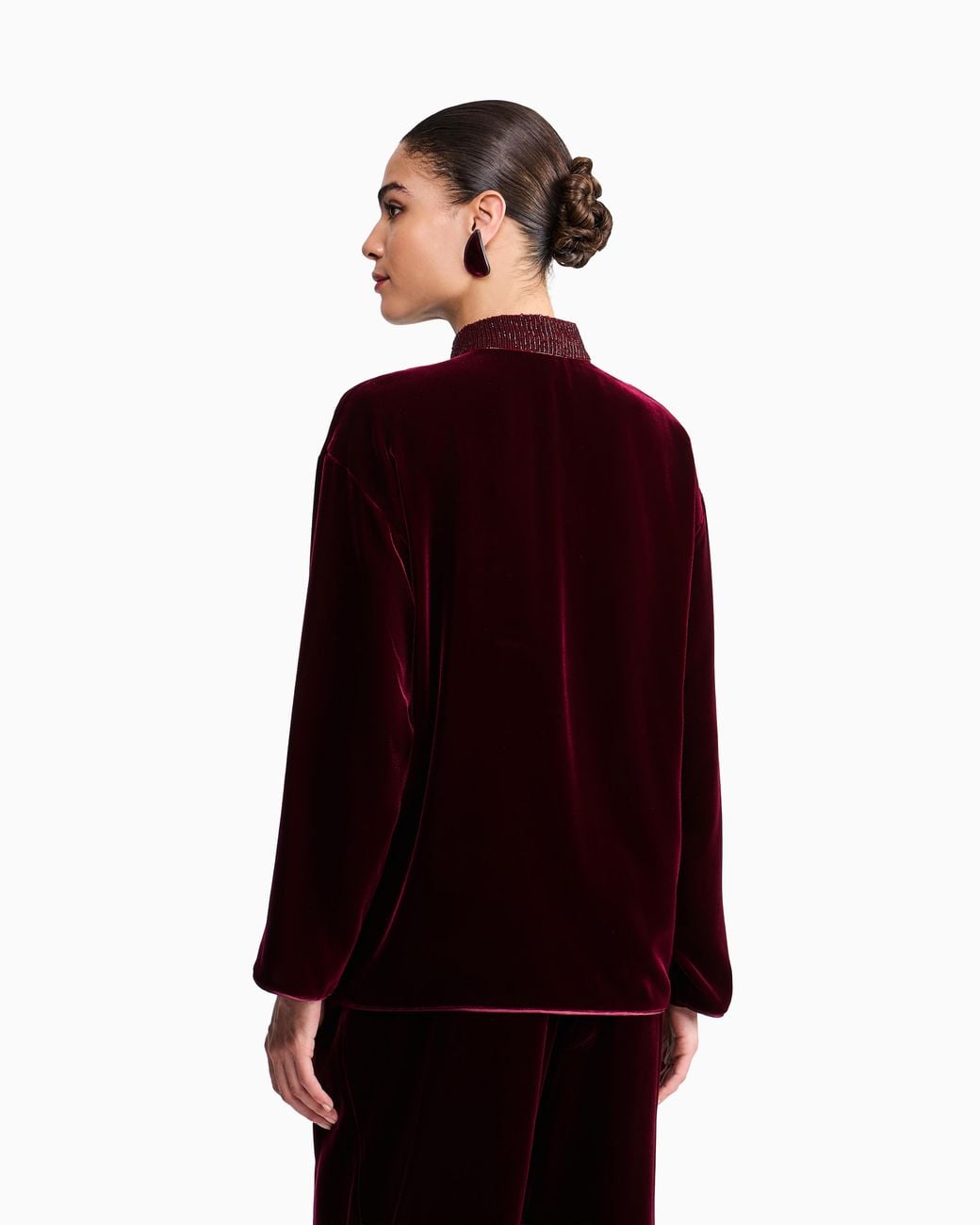 Giorgio Armani Purple Velvet Evening Jacket With Mandarin Collar And Embroidery