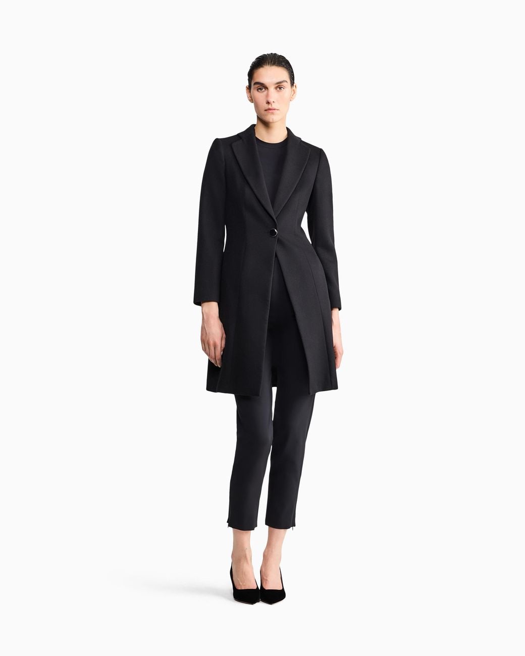 Giorgio Armani Black Pure Cashmere Single-Breasted Coat