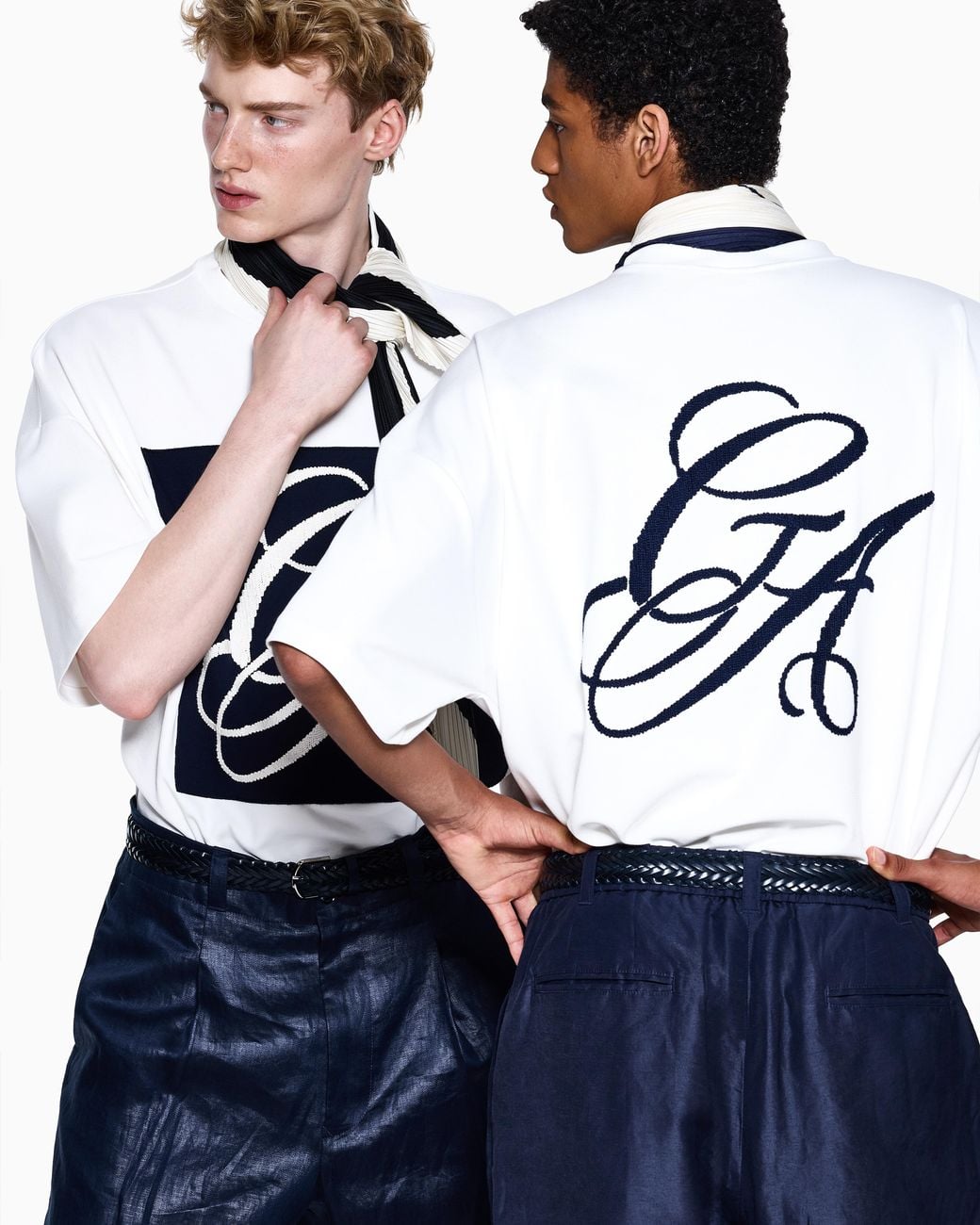 Giorgio Armani White Jersey T-Shirt With Oversized Ga Logo for men