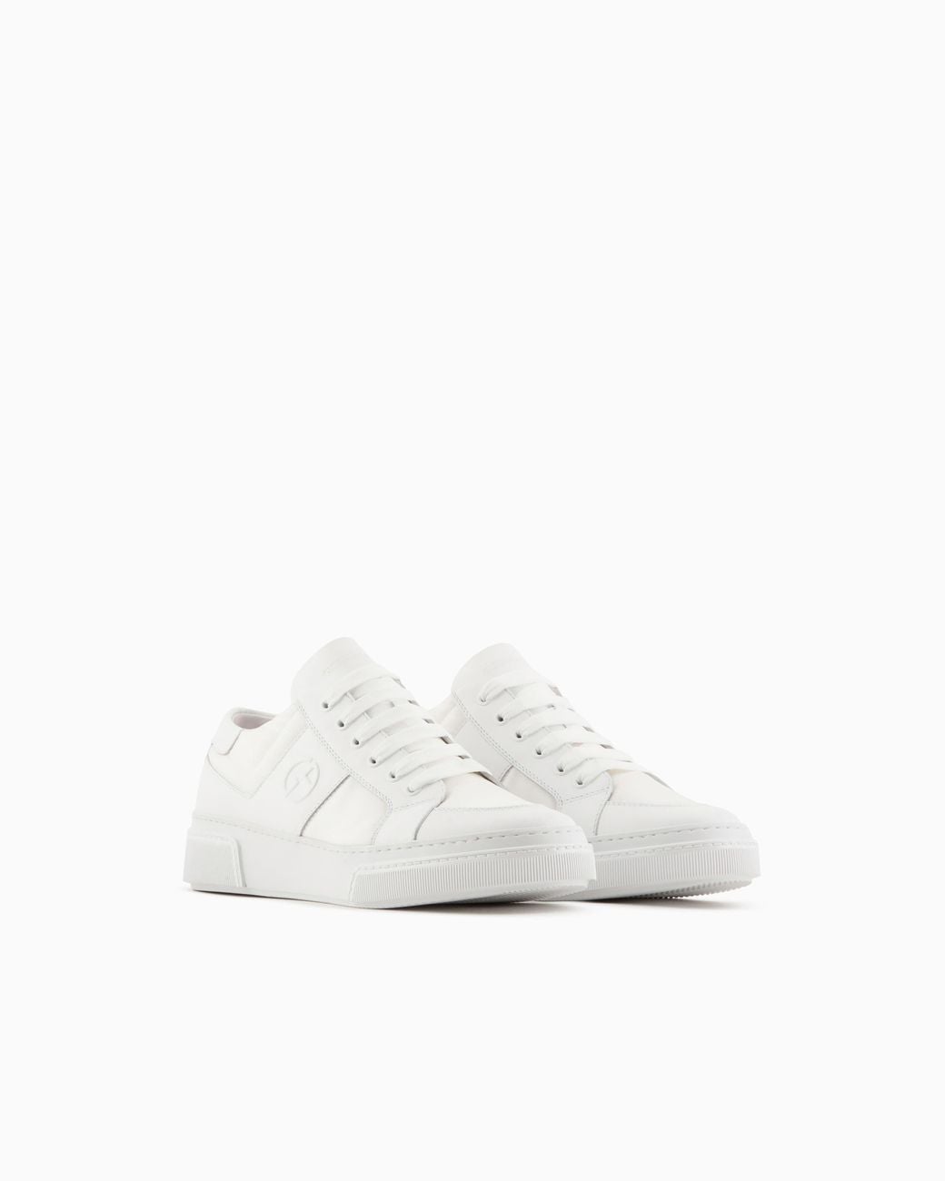 Giorgio Armani White Leather And Fabric Sneakers for men