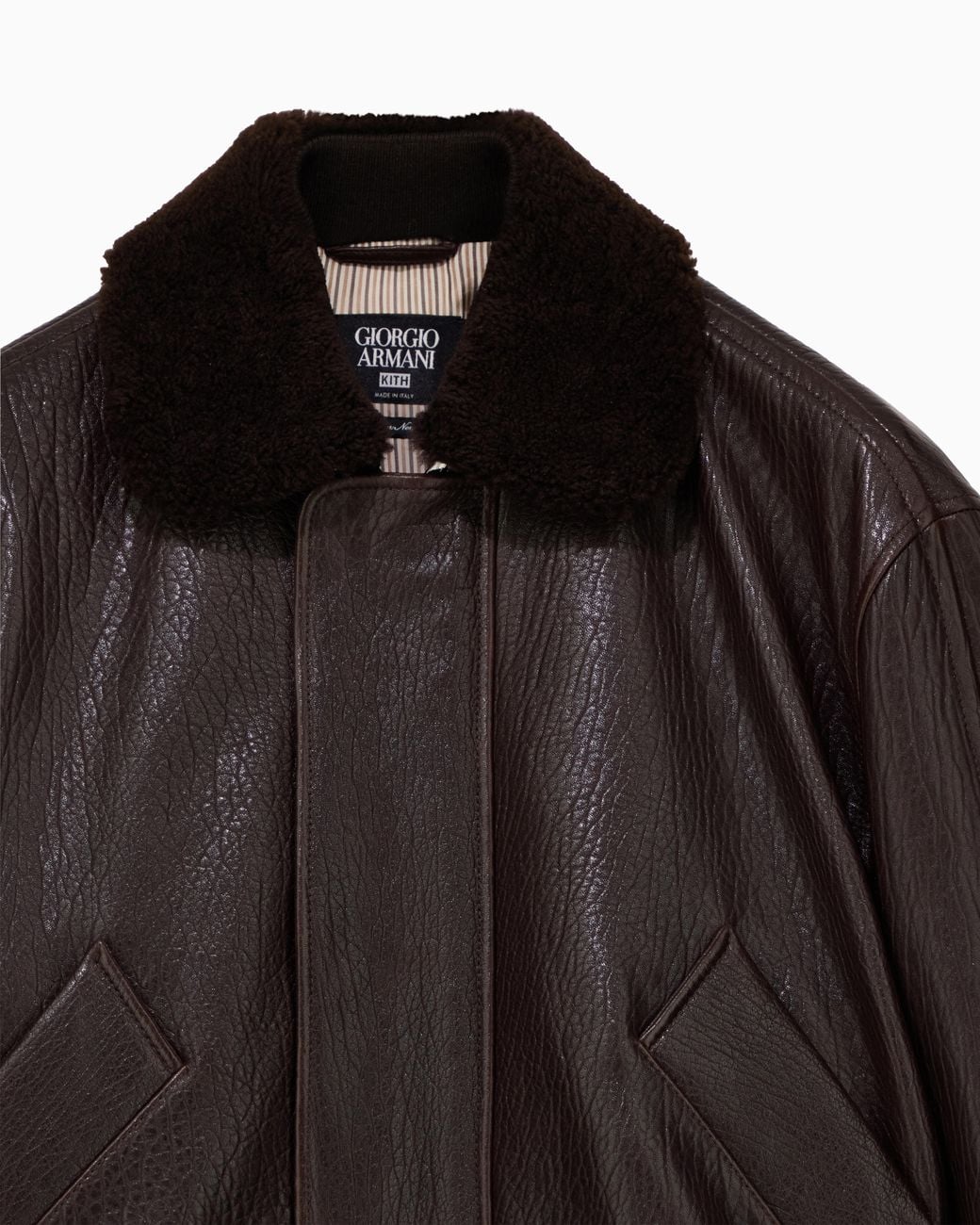 Giorgio Armani Black Leather Jacket X Kith for men