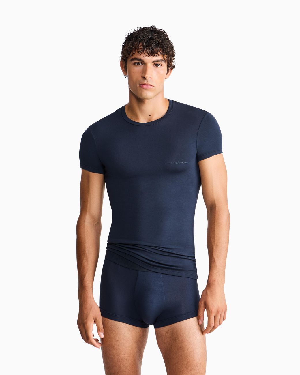 Giorgio Armani Blue Stretch Jersey Loungewear T-Shirt for men