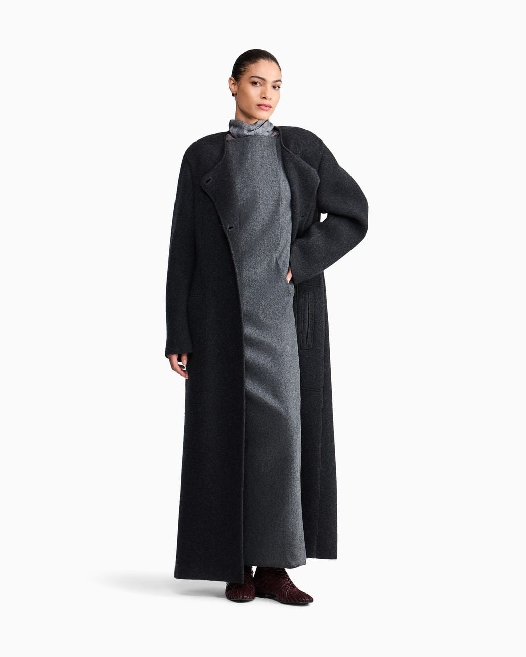 Giorgio Armani Gray Sleeveless Long Dress