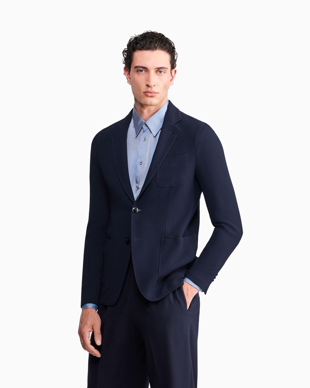 Giorgio Armani Blue Single-Breasted Blazer for men