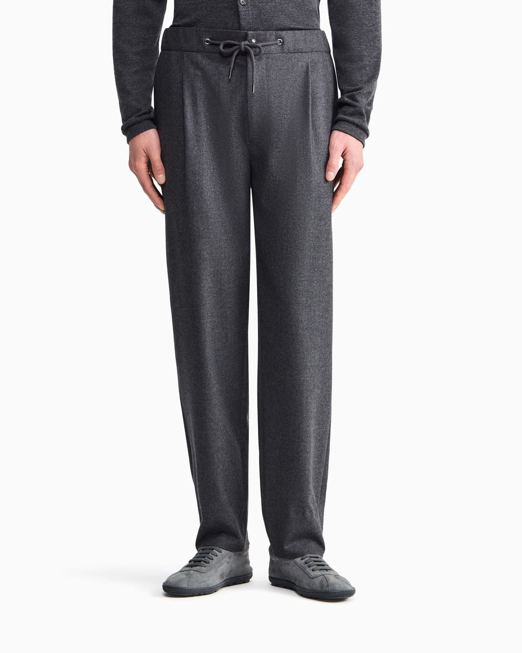 Giorgio Armani Gray Trouser Cashmere Regular Fit Solid Stretch Drap for men