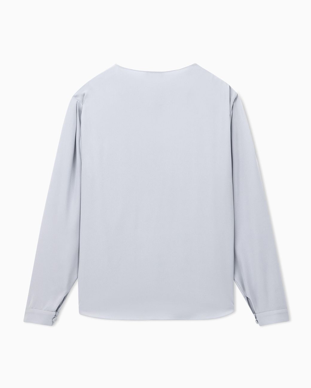 Giorgio Armani Blue Blouse Triple Silk Georgette Collarless With Pleats