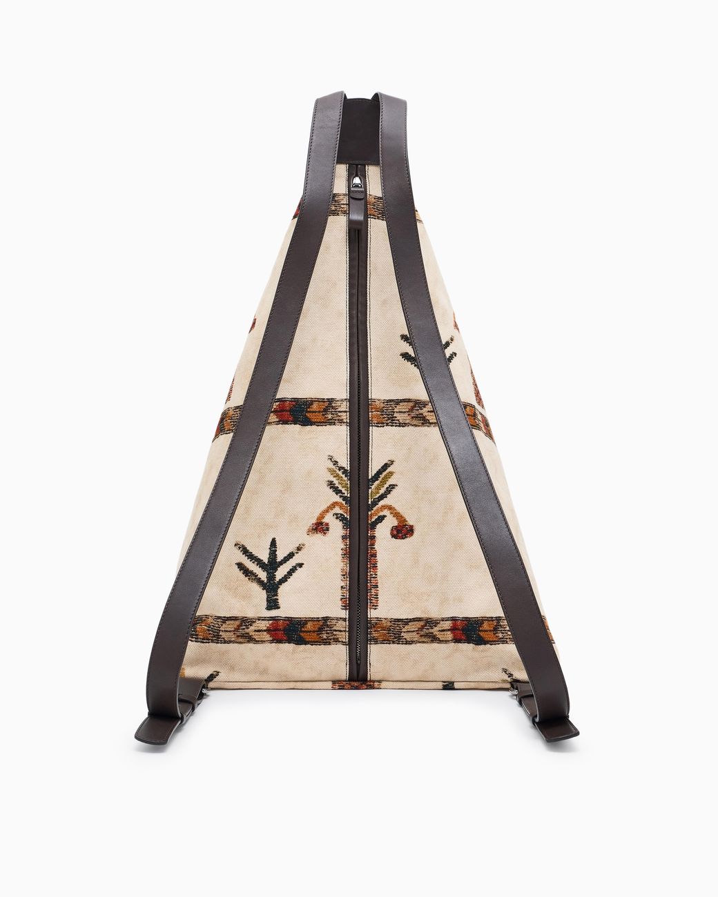 Giorgio Armani White Printed Fabric Backpack Sack for men