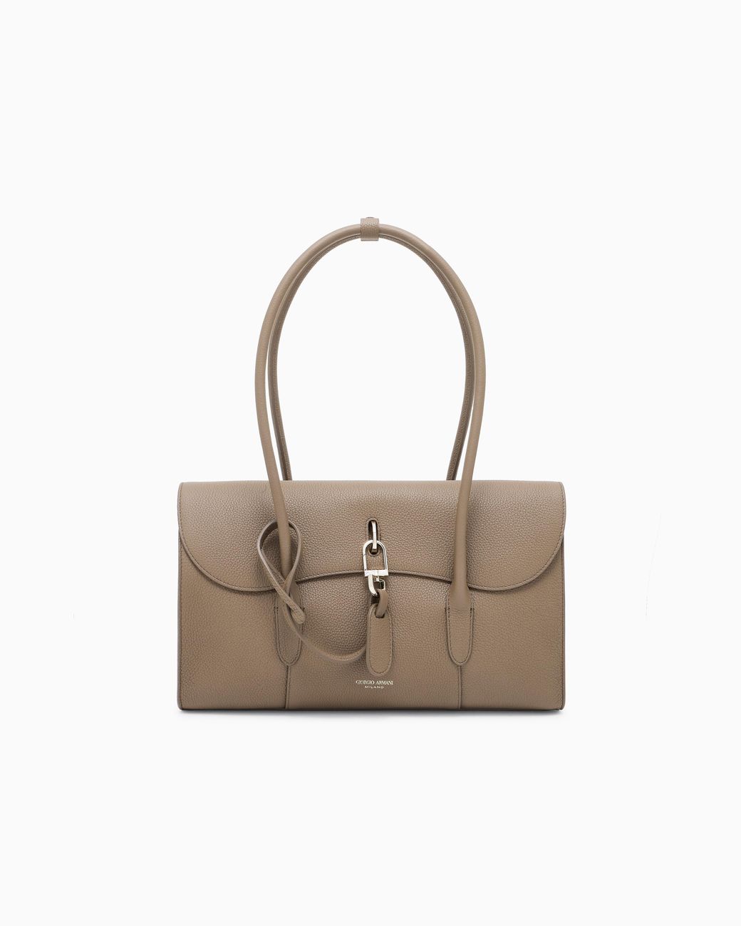 Giorgio Armani White Small Pebbled Leather Shoulder Bag