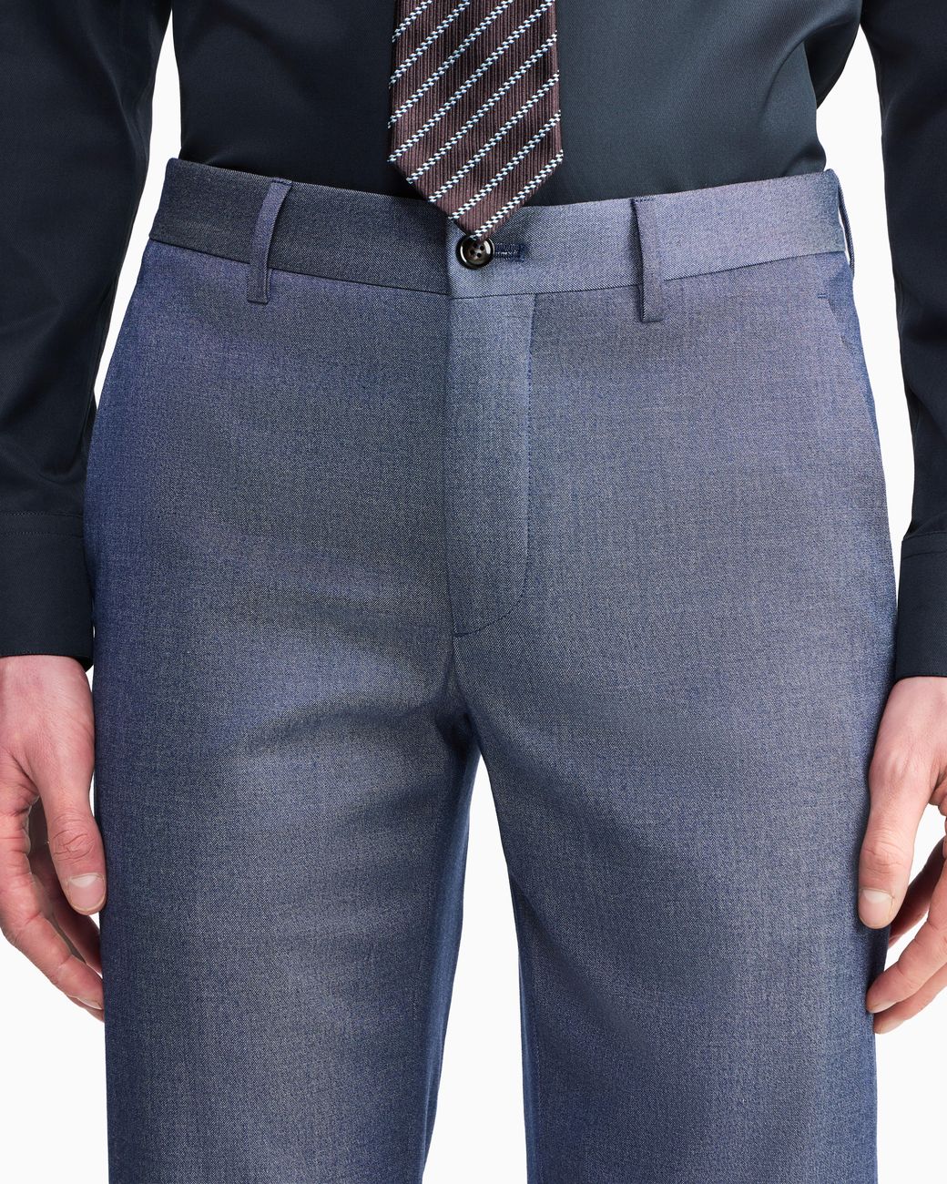 Giorgio Armani Blue Soho Line Double-Breasted Denim-Effect Cashmere And Stretch Cotton Suit for men