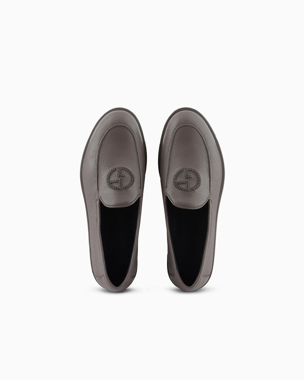 Giorgio Armani White Deerskin Loafers With Embroidered Logo for men