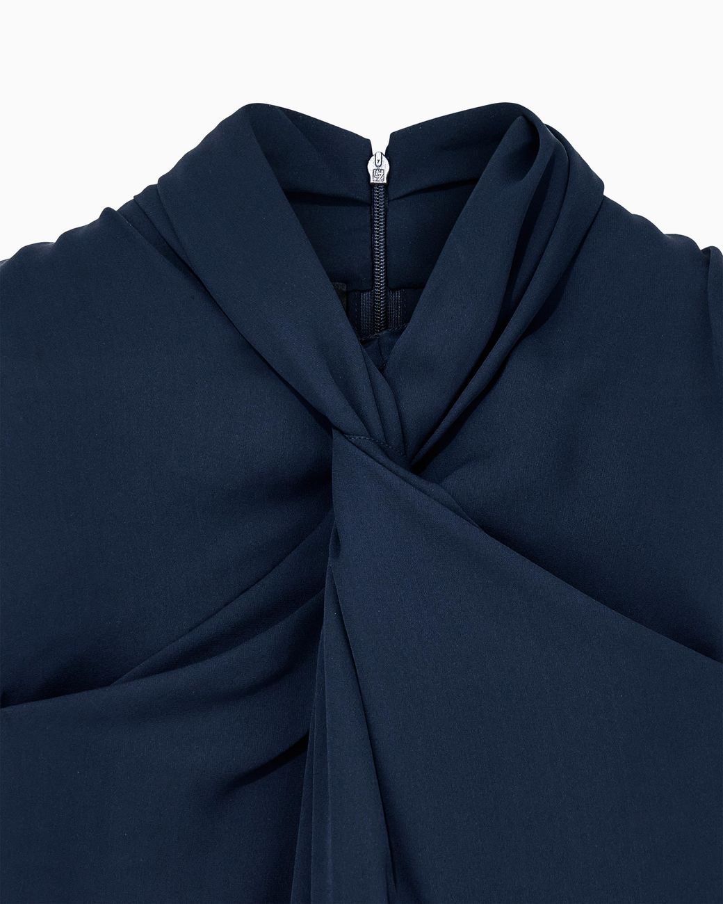 Giorgio Armani Blue Shirt Sleeveless Silk Georgette With Draped Neckline