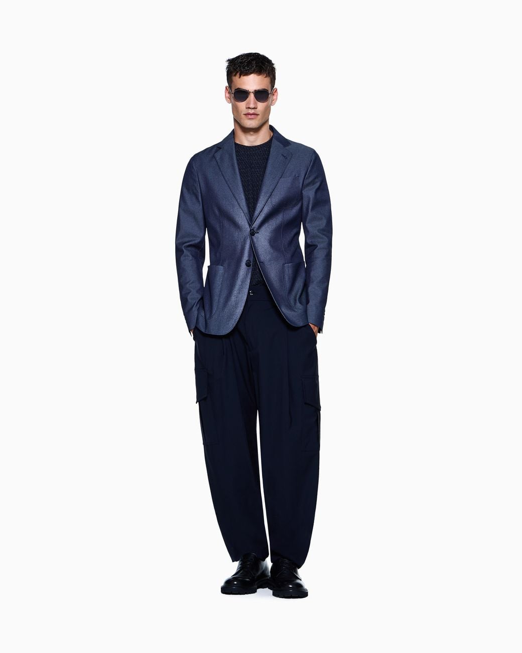 Giorgio Armani Blue Upton Line Single-Breasted Jacket for men