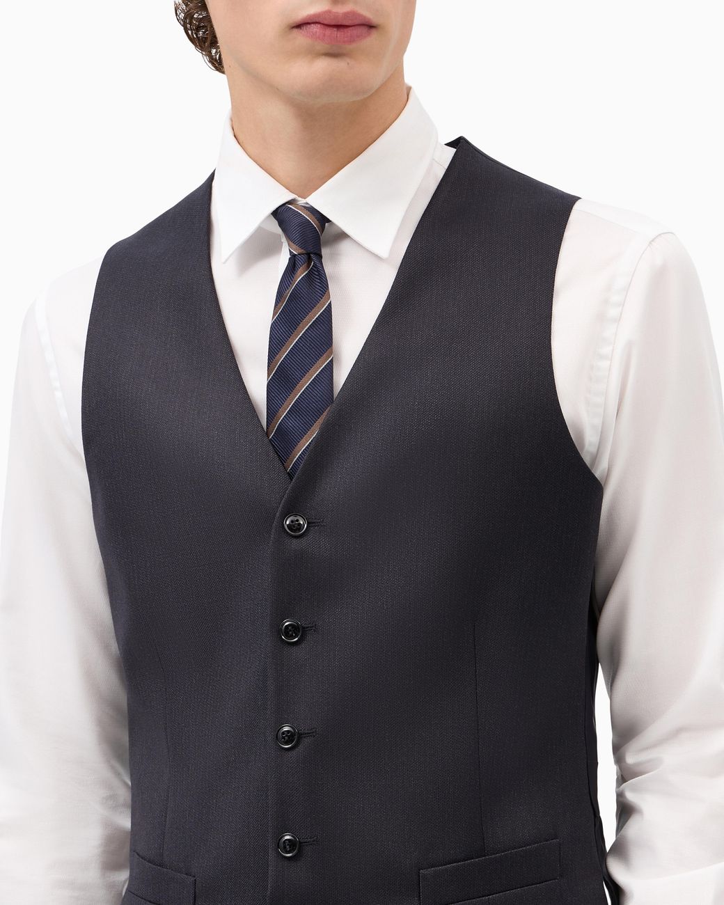 Giorgio Armani Blue Single-Breasted Pinstripe Vest for men