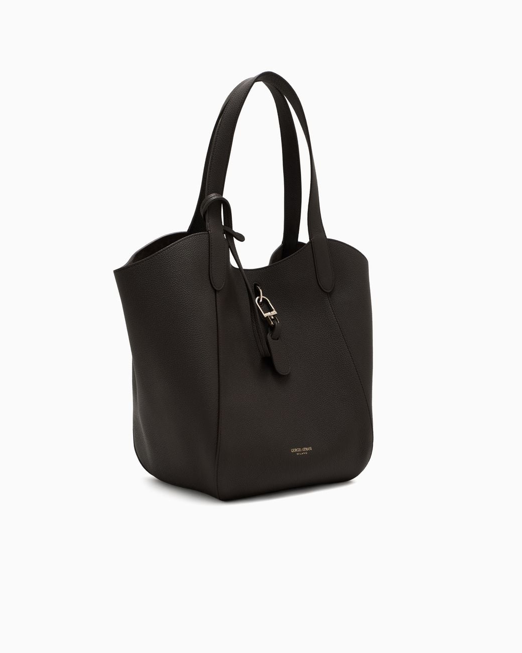 Giorgio Armani Black Medium Pebbled Leather Handbag