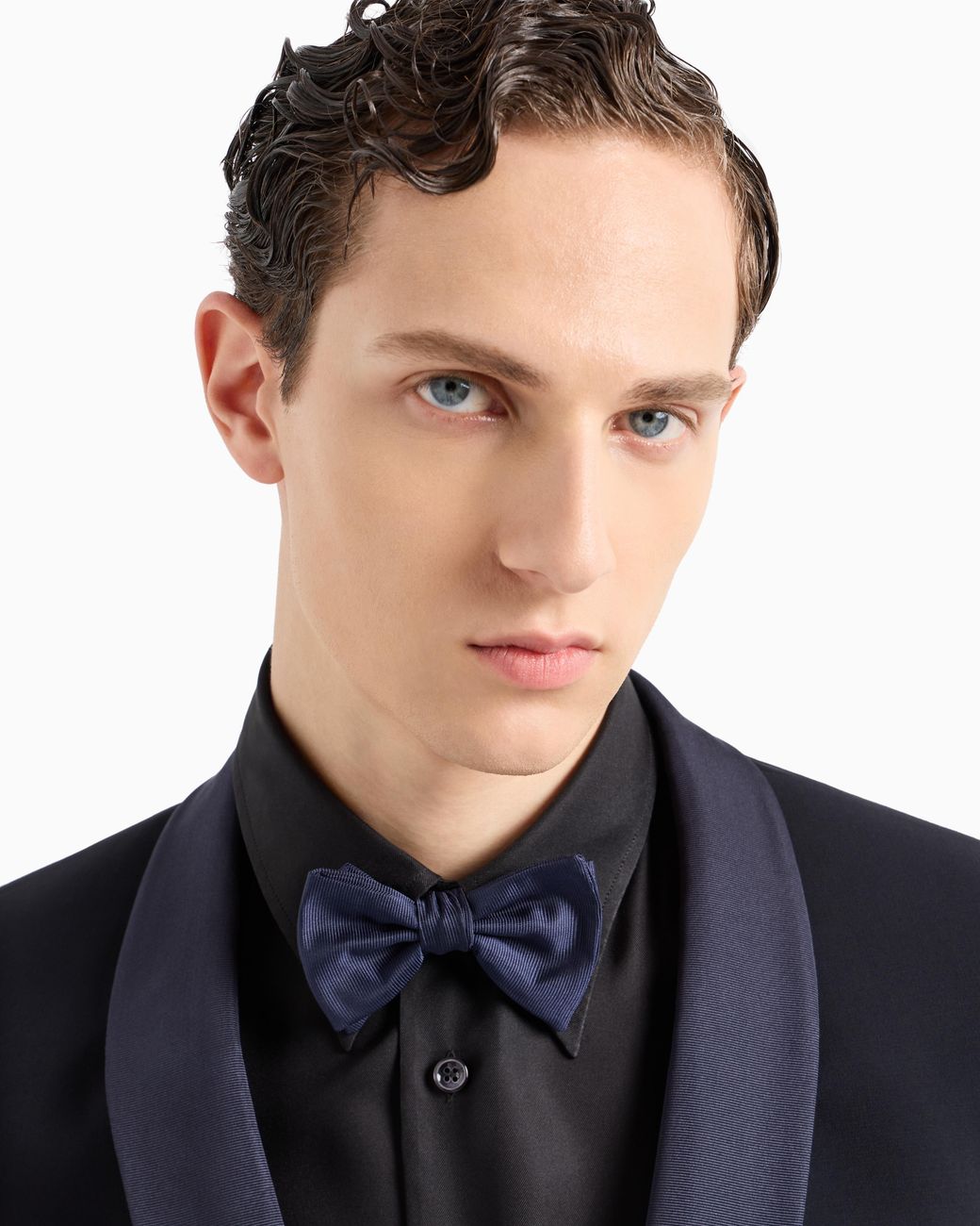 Giorgio Armani Blue Pure Silk Knotted Bow Tie for men