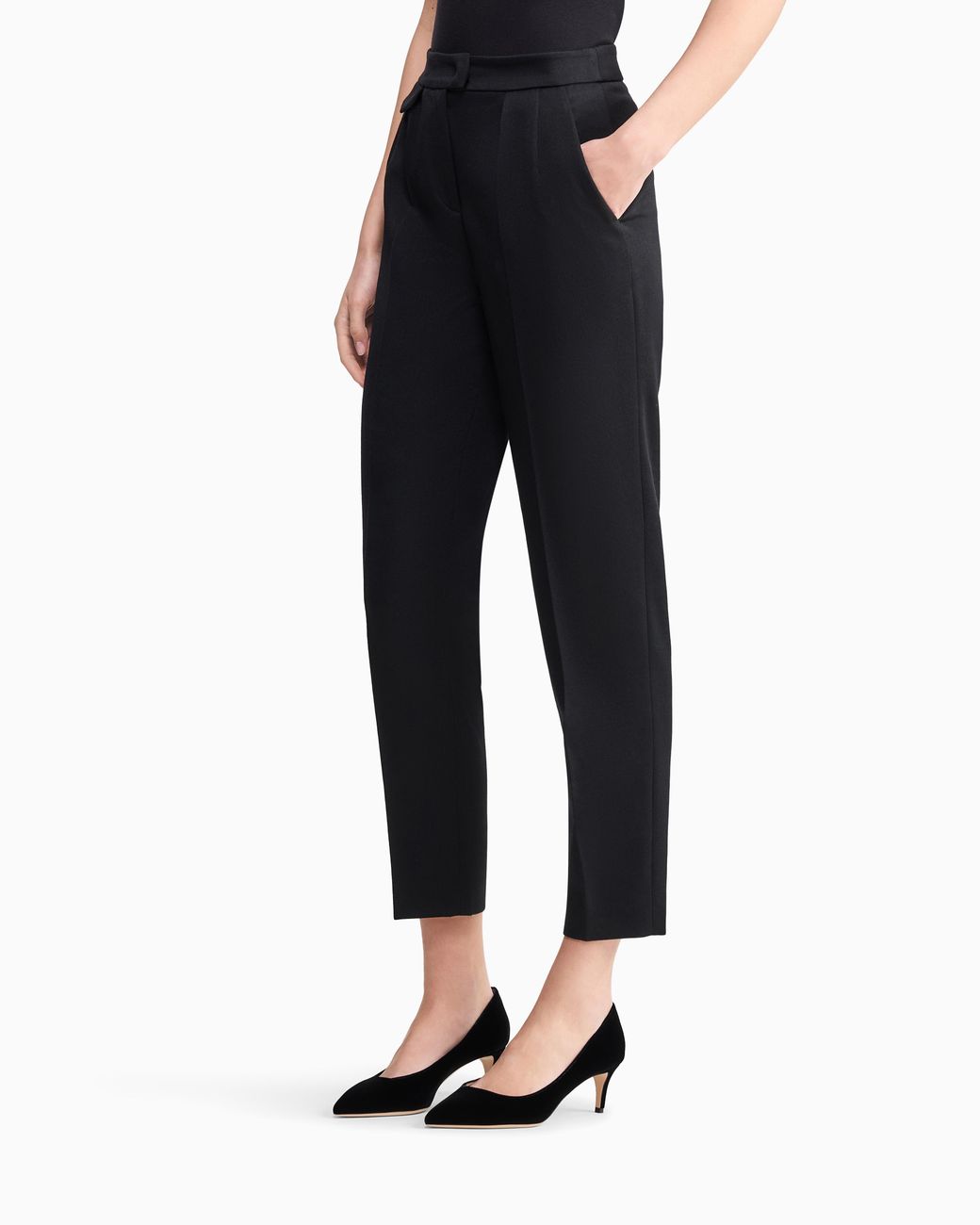 Giorgio Armani Black Virgin Straight Trousers With A Flap Pocket