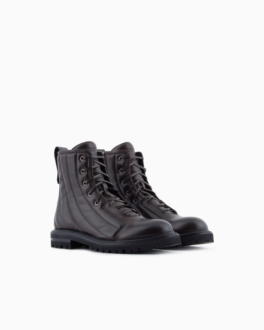 Giorgio Armani Black Nappa Calfskin Combat Boots for men