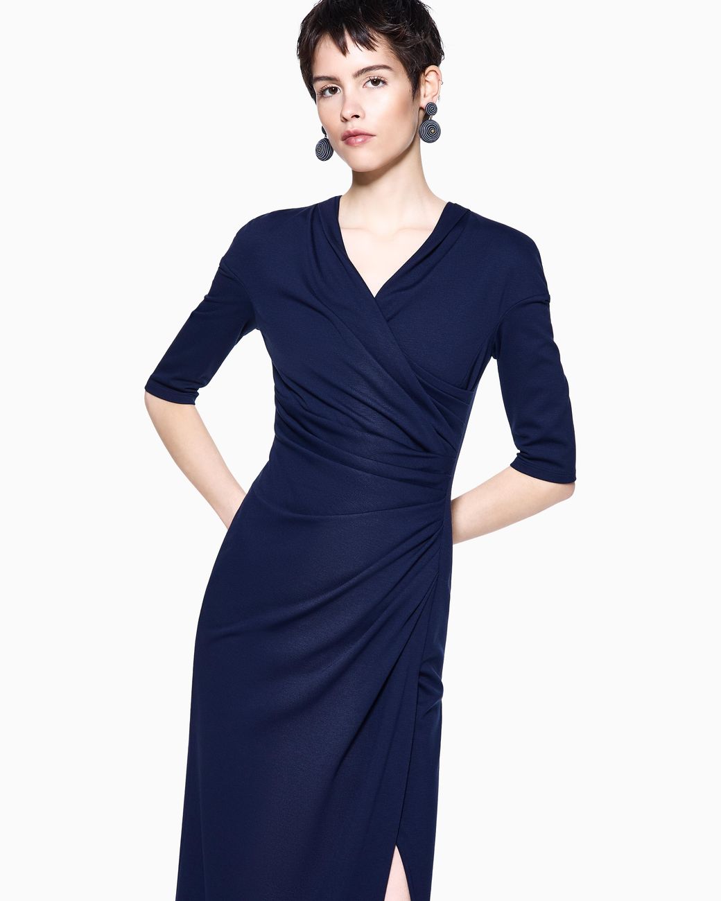 Giorgio Armani Blue Viscose Milano-Stitch Midi Dress