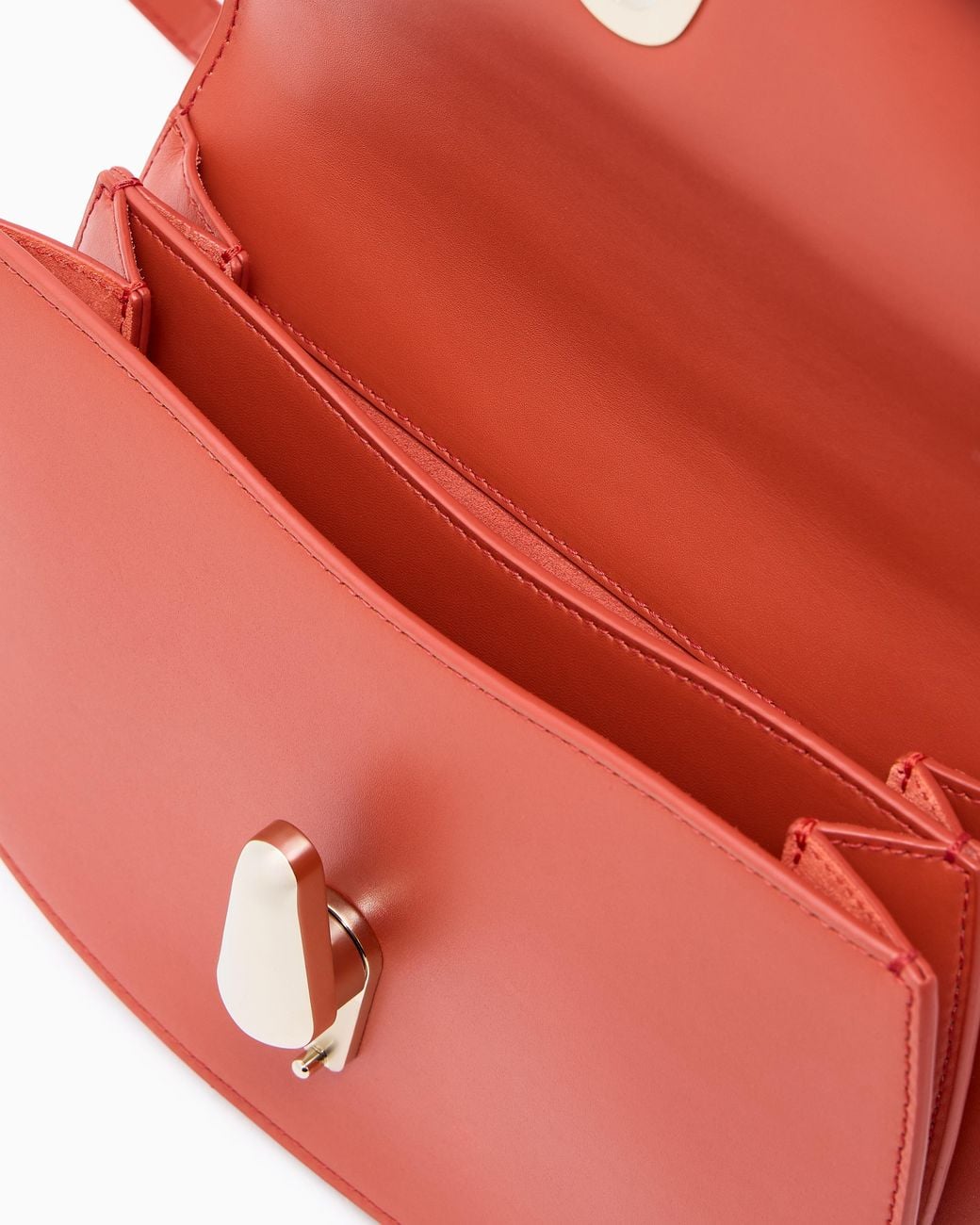 Giorgio Armani Red Smooth Leather Shoulder Bag With Metal Clasp