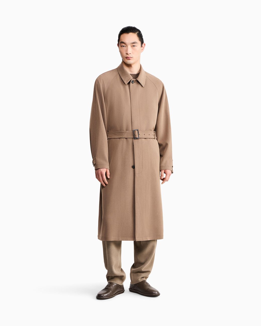 Giorgio Armani Brown Oversized Fit Trench Coat for men