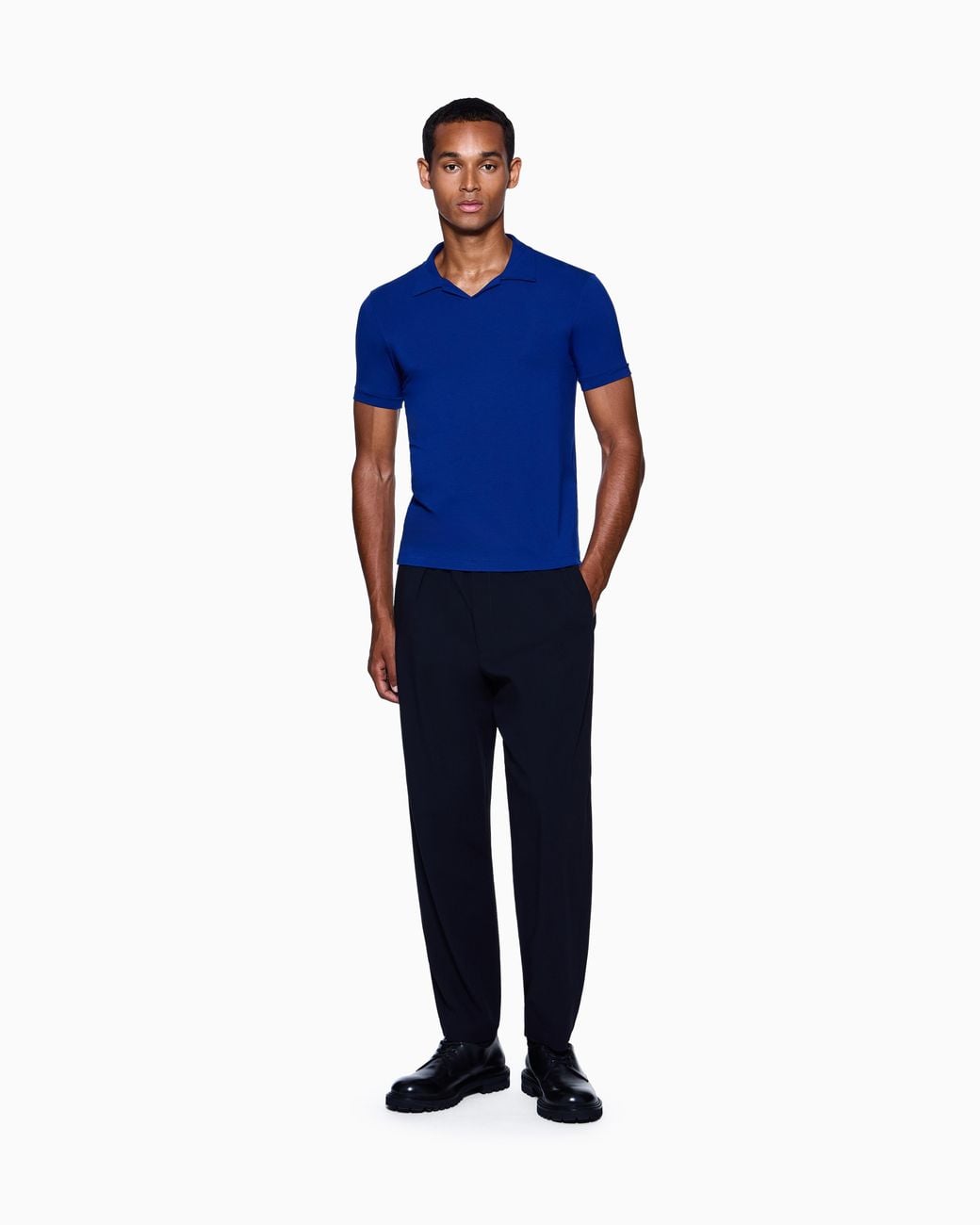 Giorgio Armani Blue Stretch Polo for men