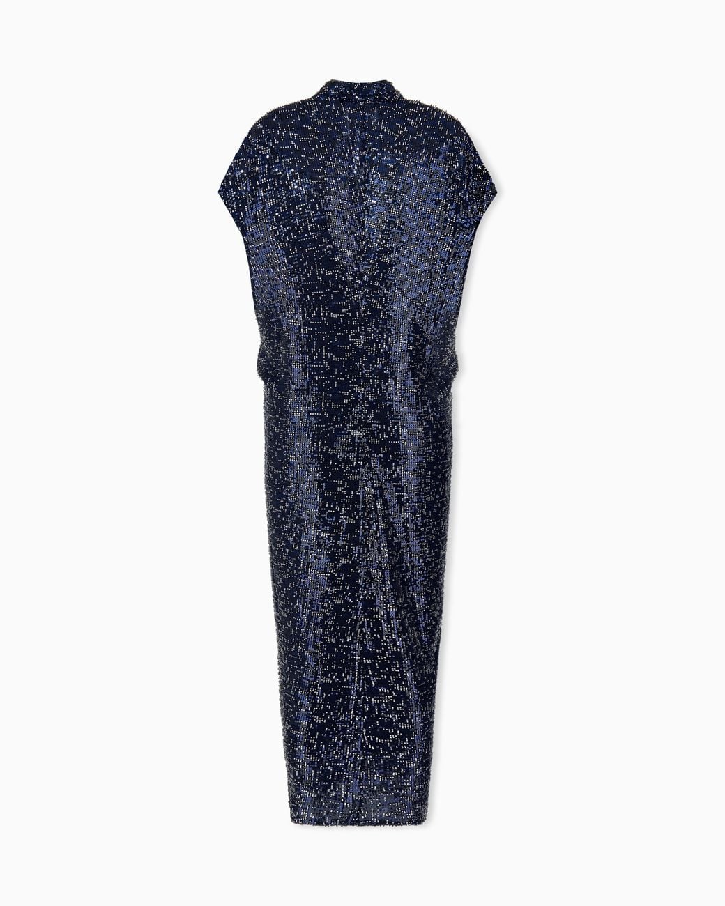 Giorgio Armani Blue Embroidered Dress With Dropped Shoulders And Sequin Beads