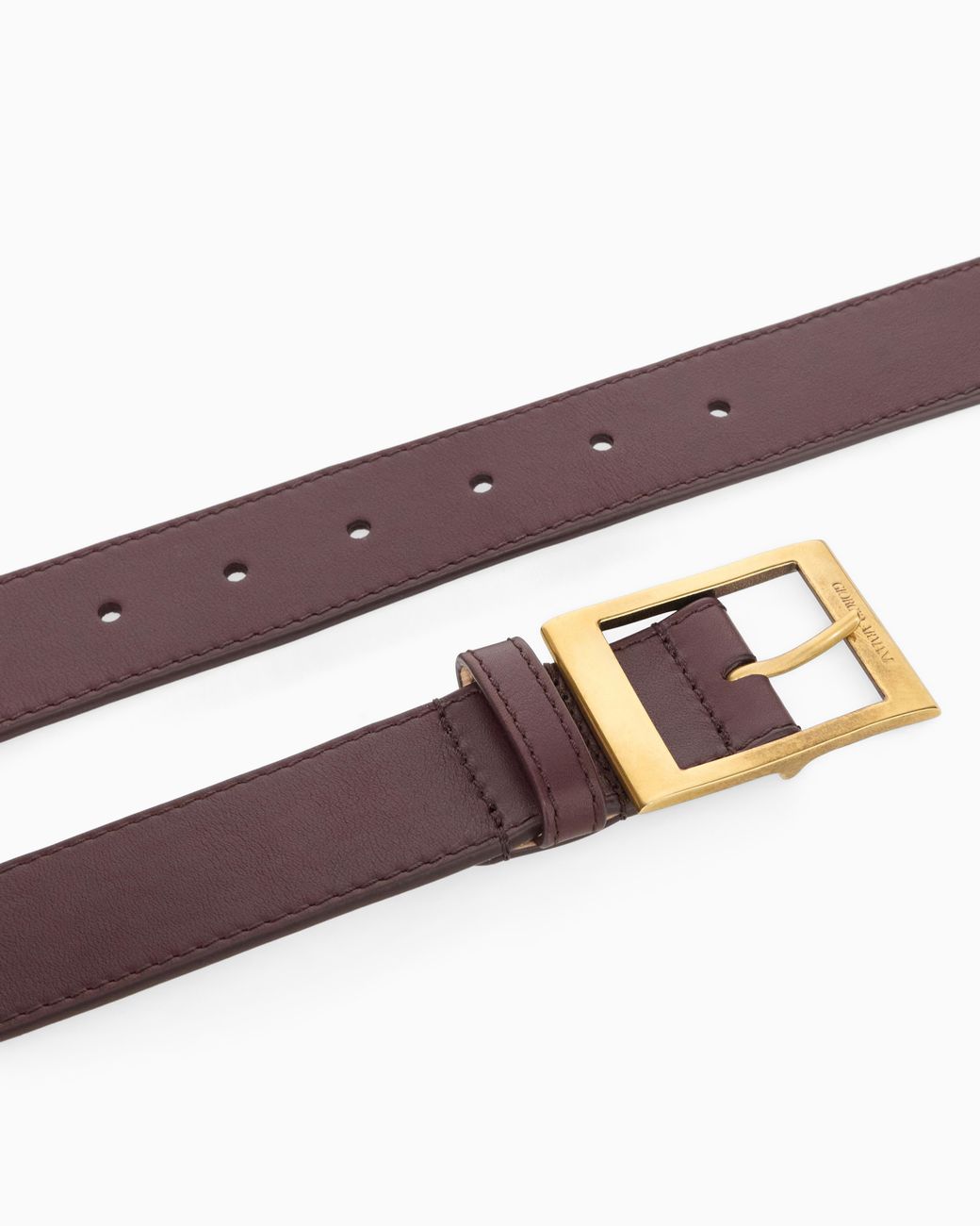 Giorgio Armani White Adjustable Smooth Leather Belt With Prong Buckle