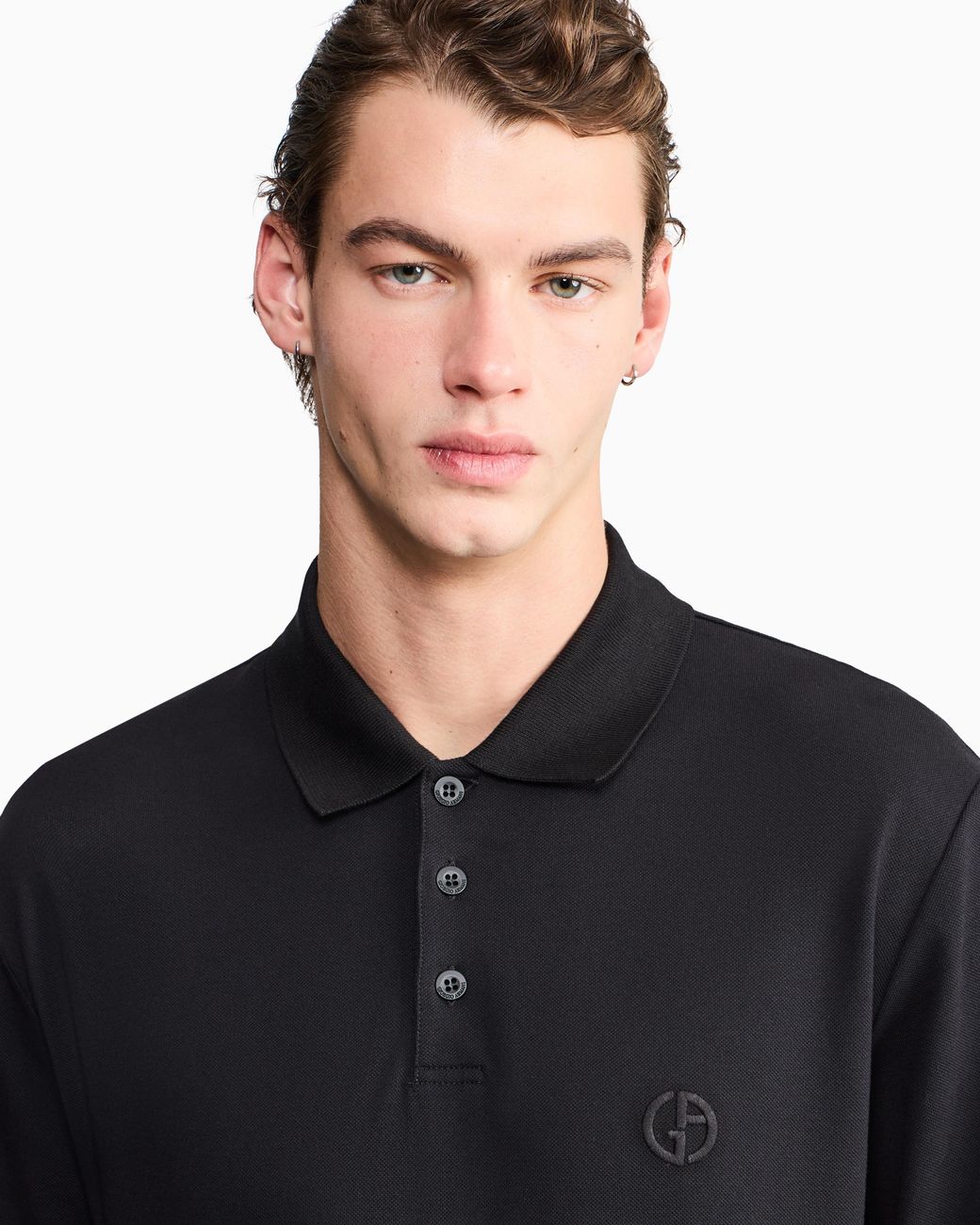 Giorgio Armani Black Slim Fit Polo for men