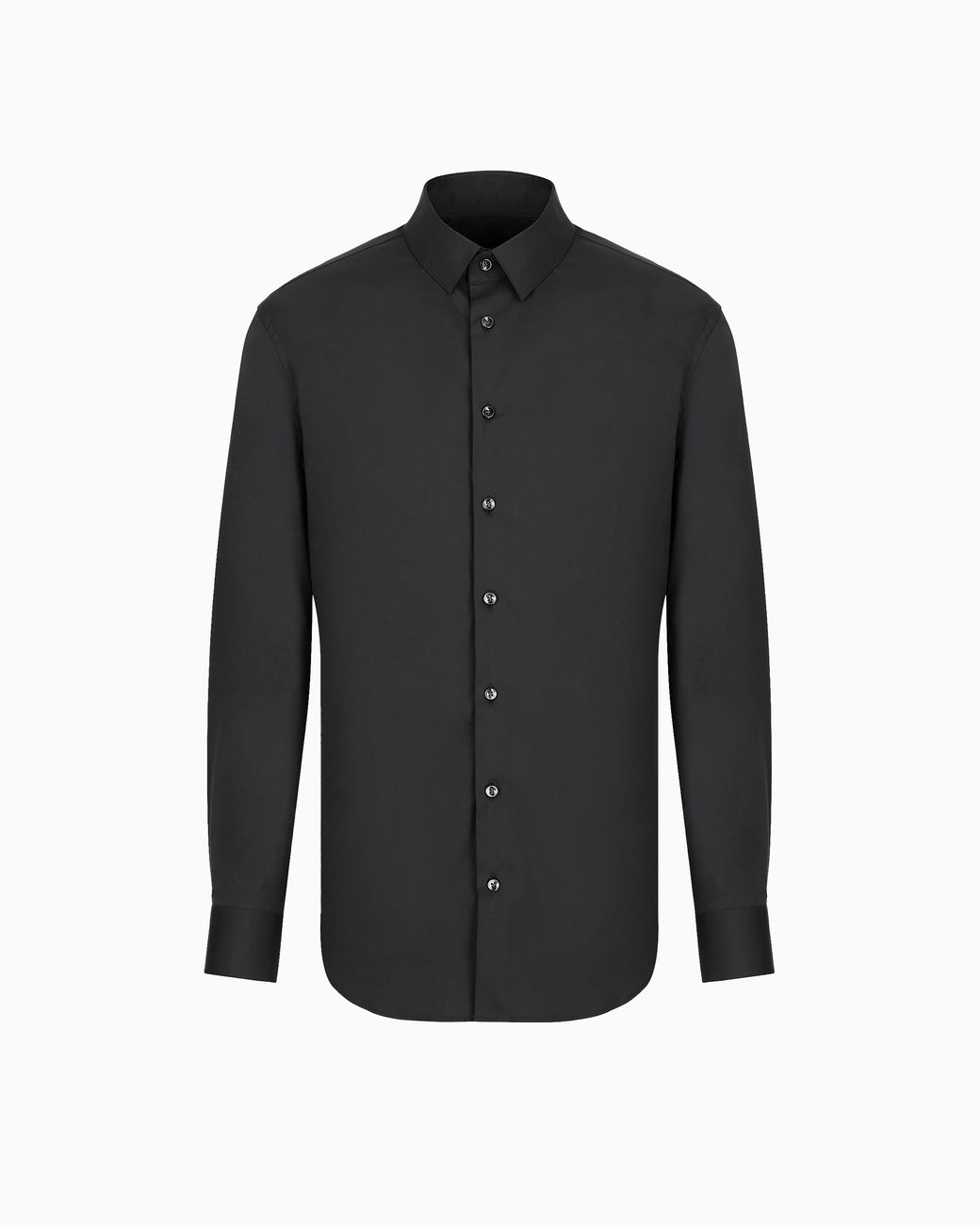 Giorgio Armani Black Plain-Knit Stretch Cotton Shirt for men