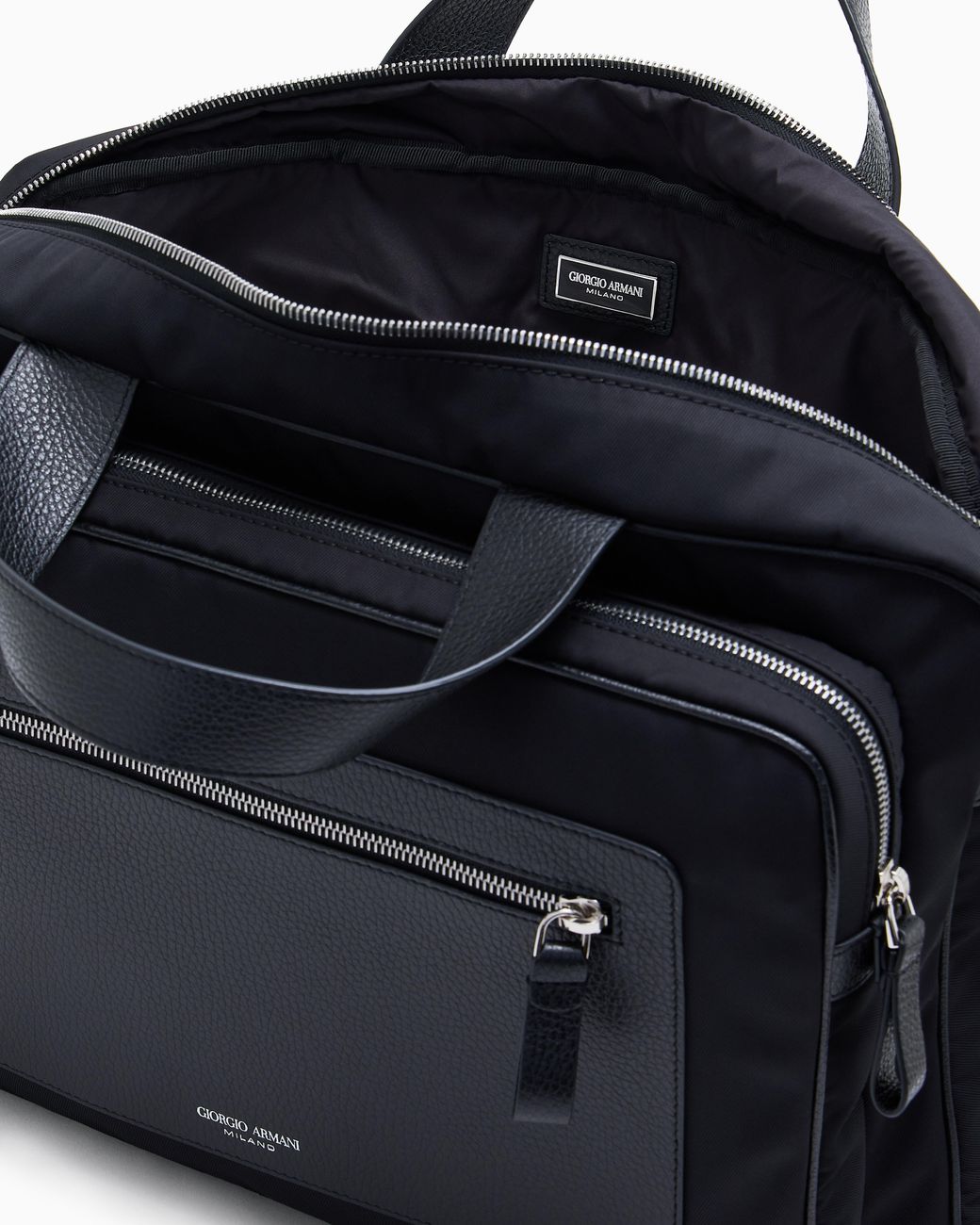 Giorgio Armani Blue Pebbled-Leather And Nylon Briefcase for men