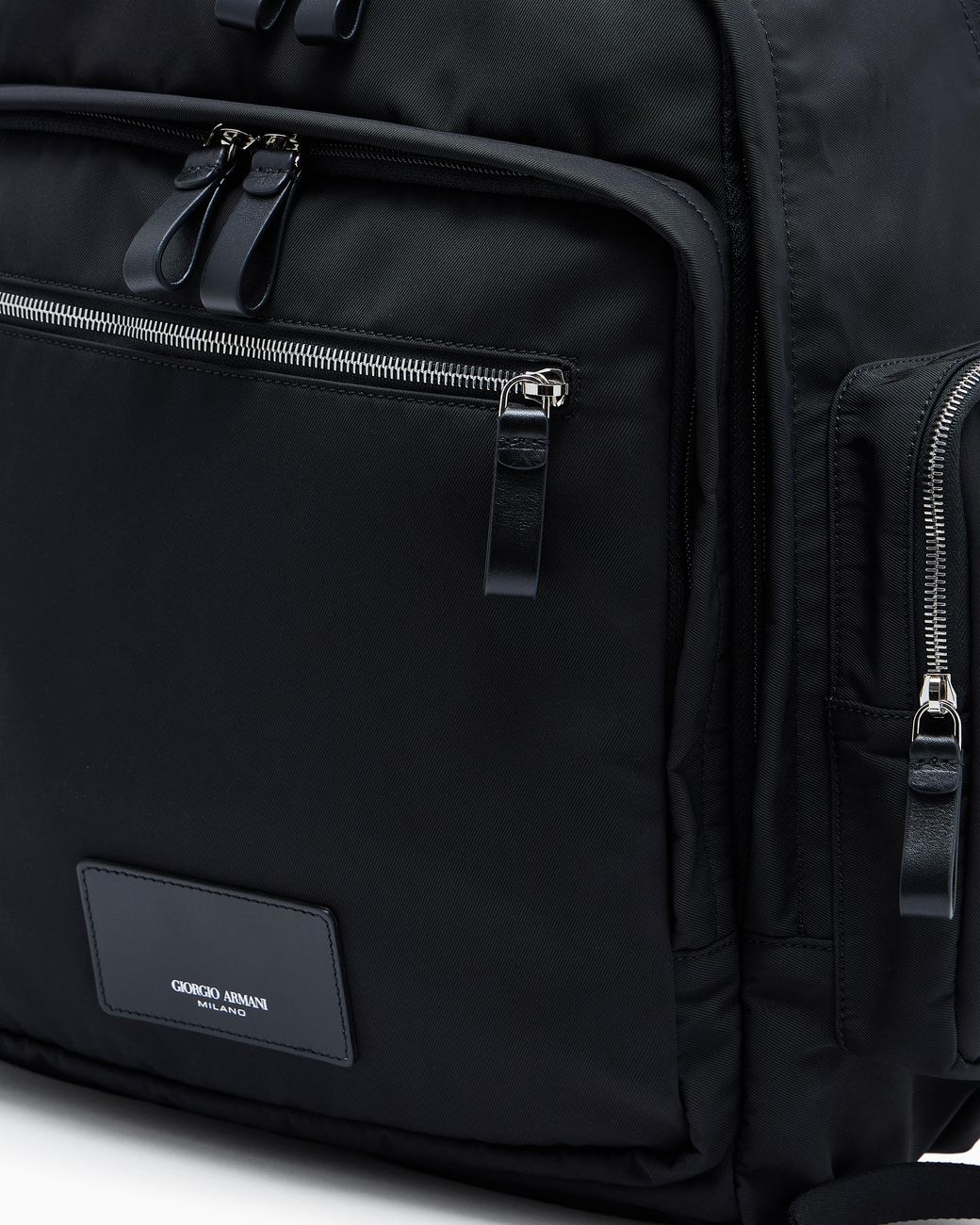 Giorgio Armani Black Nylon Backpack With Leather Details for men