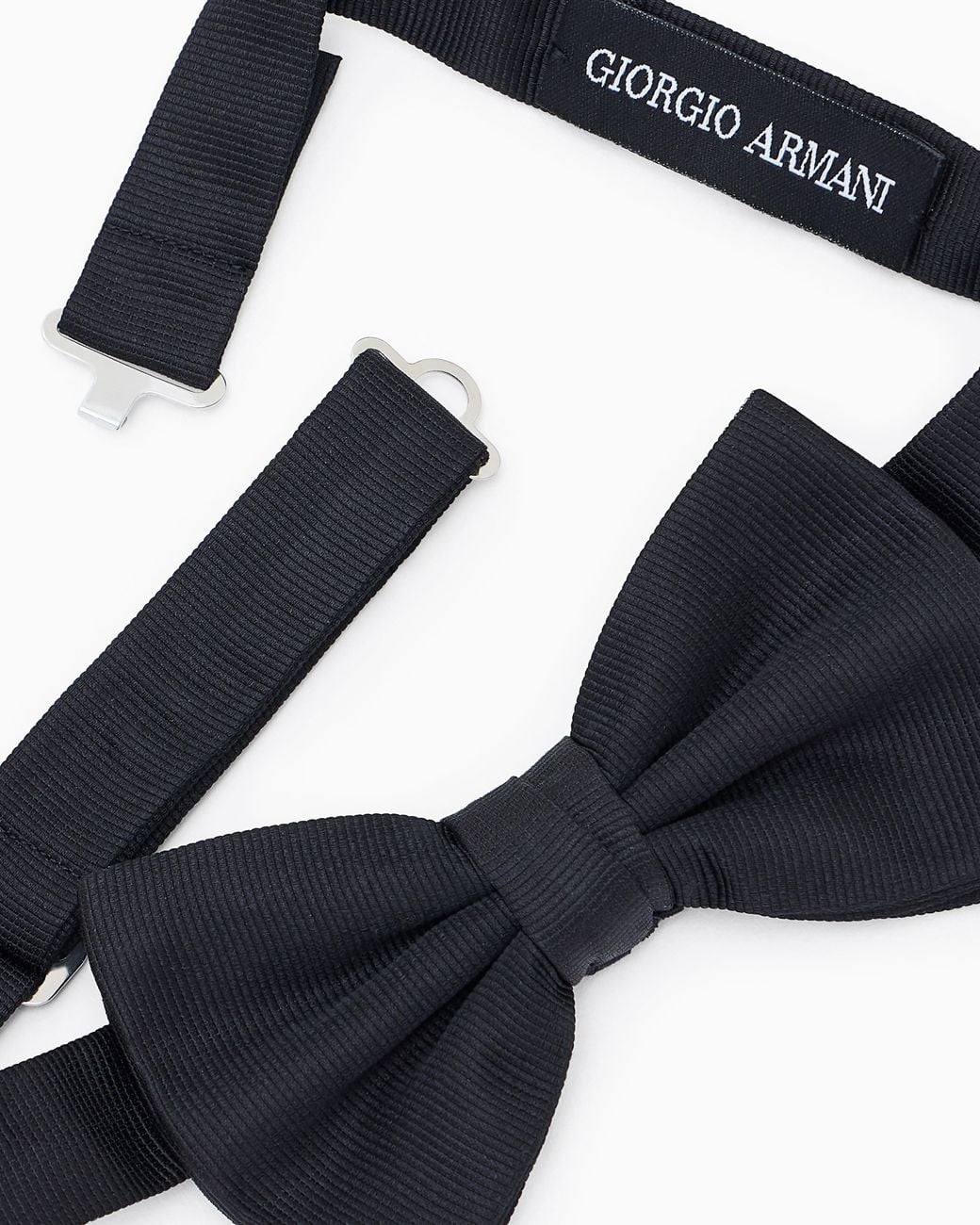 Giorgio Armani Black Pure Silk Knotted Bow Tie for men